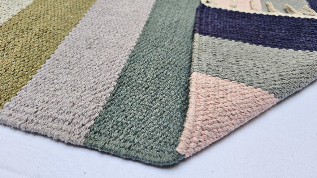 House2Home 100% Cotton Stripe Door Mat | 5Pc. & 3Pc. Combo sets | 40x60cm | Side Fringes - Available in Multi Color Stripe Combination