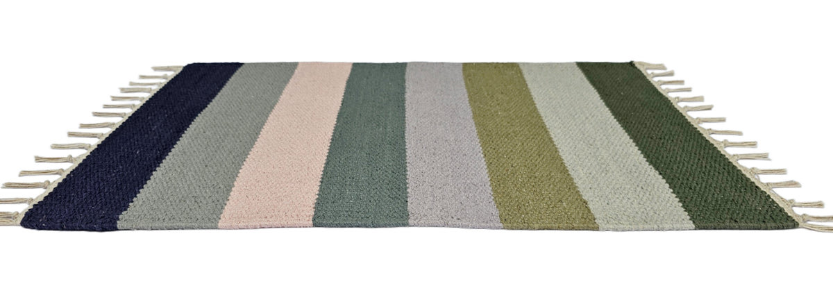 House2Home 100% Cotton Stripe Door Mat | 5Pc. & 3Pc. Combo sets | 40x60cm | Side Fringes - Available in Multi Color Stripe Combination