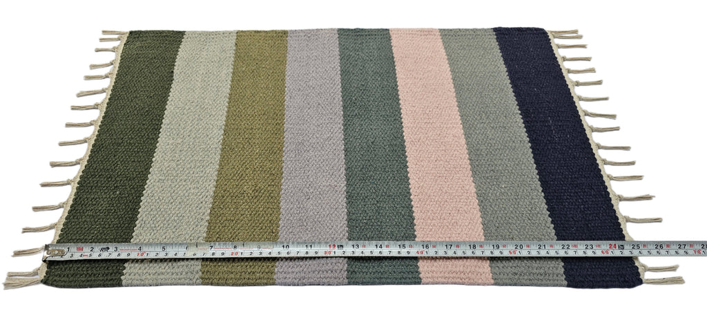 House2Home 100% Cotton Stripe Door Mat | 5Pc. & 3Pc. Combo sets | 40x60cm | Side Fringes - Available in Multi Color Stripe Combination