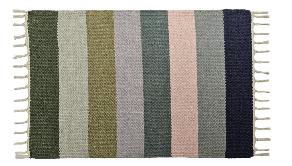 House2Home 100% Cotton Stripe Door Mat | 5Pc. & 3Pc. Combo sets | 40x60cm | Side Fringes - Available in Multi Color Stripe Combination