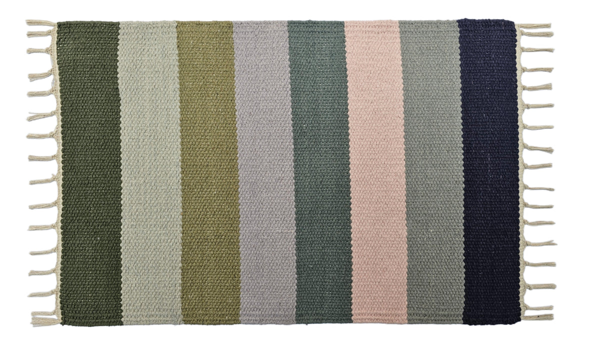 House2Home 100% Cotton Stripe Door Mat | 5Pc. & 3Pc. Combo sets | 40x60cm | Side Fringes - Available in Multi Color Stripe Combination