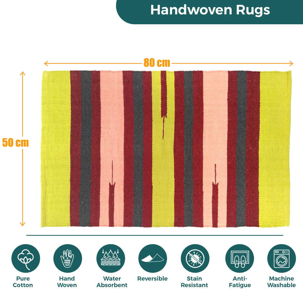 Small Utility Cotton Door Mat | 100% Cotton | 50 × 80 cm | Multiple Colour Options | Binding & Fringes | Everyday Home & Entrance Mat