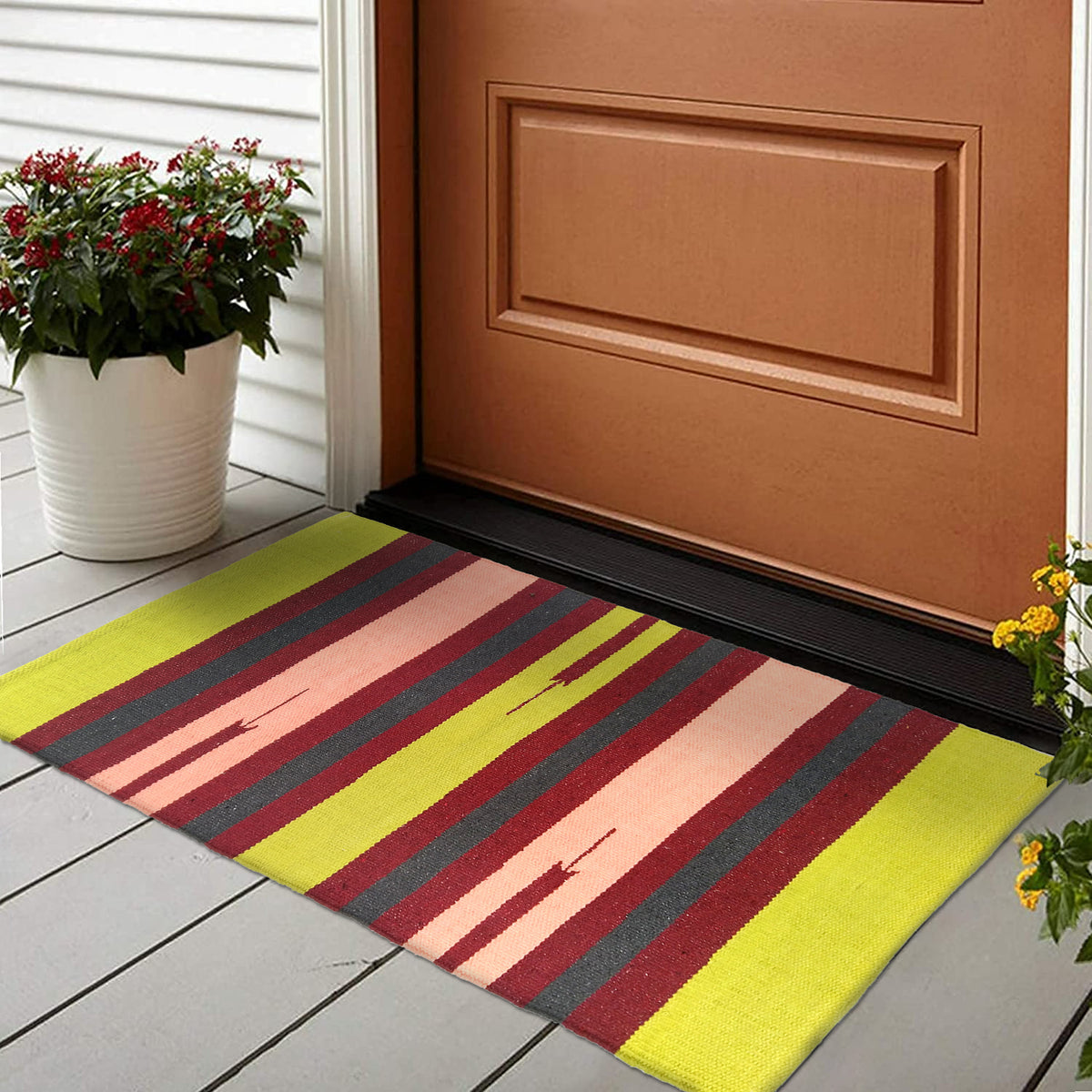 Small Utility Cotton Door Mat | 100% Cotton | 50 × 80 cm | Multiple Colour Options | Binding & Fringes | Everyday Home & Entrance Mat