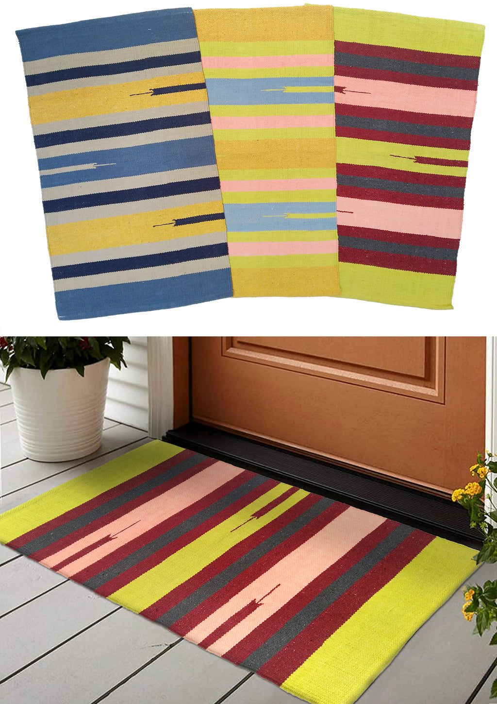 Small Utility Cotton Door Mat | 100% Cotton | 50 × 80 cm | Multiple Colour Options | Binding & Fringes | Everyday Home & Entrance Mat