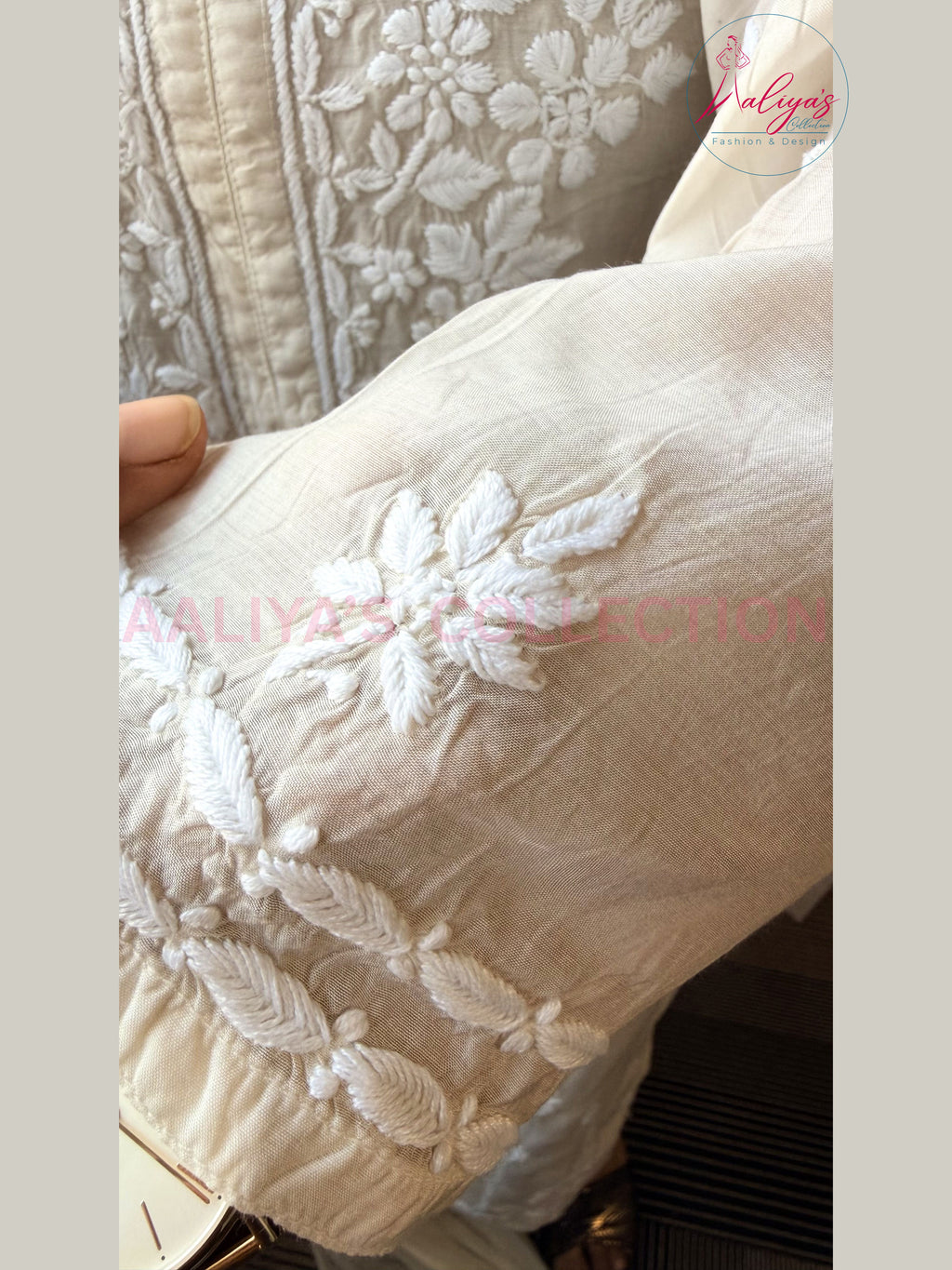 Ivory Lucknowi Chikankari Kurta Pant Set with Chiffon Dupatta | White Thread Embroidery | Summer Wear