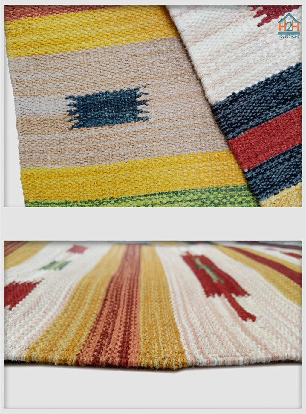 Kilim Moroccan-Style Door Mats | Small Geometric Designs | Assorted Colours & Mixed Patterns | Combo Pack of 3 or 5 Pieces | 40 × 60 cm Each