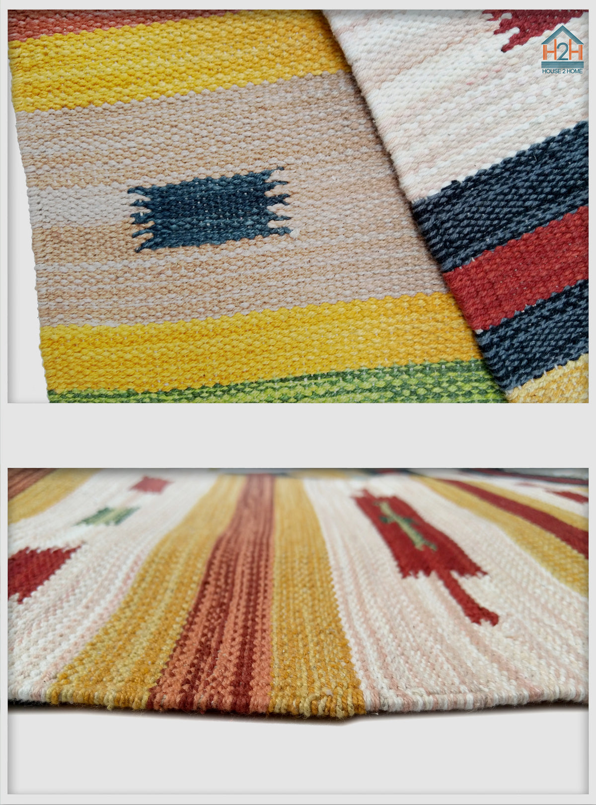 Kilim Moroccan-Style Door Mats | Small Geometric Designs | Assorted Colours & Mixed Patterns | Combo Pack of 3 or 5 Pieces | 40 × 60 cm Each