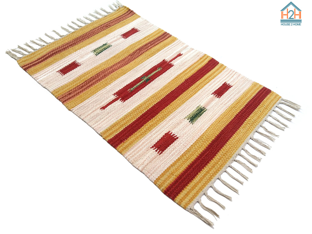 Kilim Moroccan-Style Door Mats | Small Geometric Designs | Assorted Colours & Mixed Patterns | Combo Pack of 3 or 5 Pieces | 40 × 60 cm Each