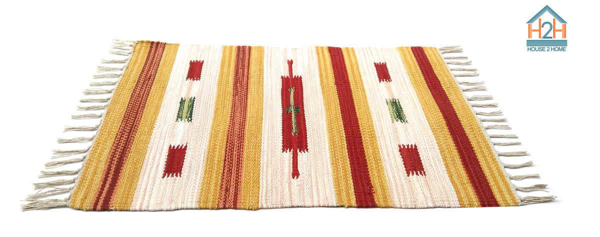 Kilim Moroccan-Style Door Mats | Small Geometric Designs | Assorted Colours & Mixed Patterns | Combo Pack of 3 or 5 Pieces | 40 × 60 cm Each
