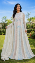 Unstiched Chikankari_ Anarkali Free size with Dupatta