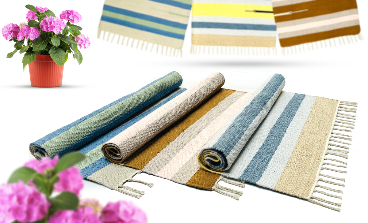 Small Utility Cotton Door Mat | 100% Cotton | 50 × 80 cm | Multiple Colour Options | Binding & Fringes | Everyday Home & Entrance Mat