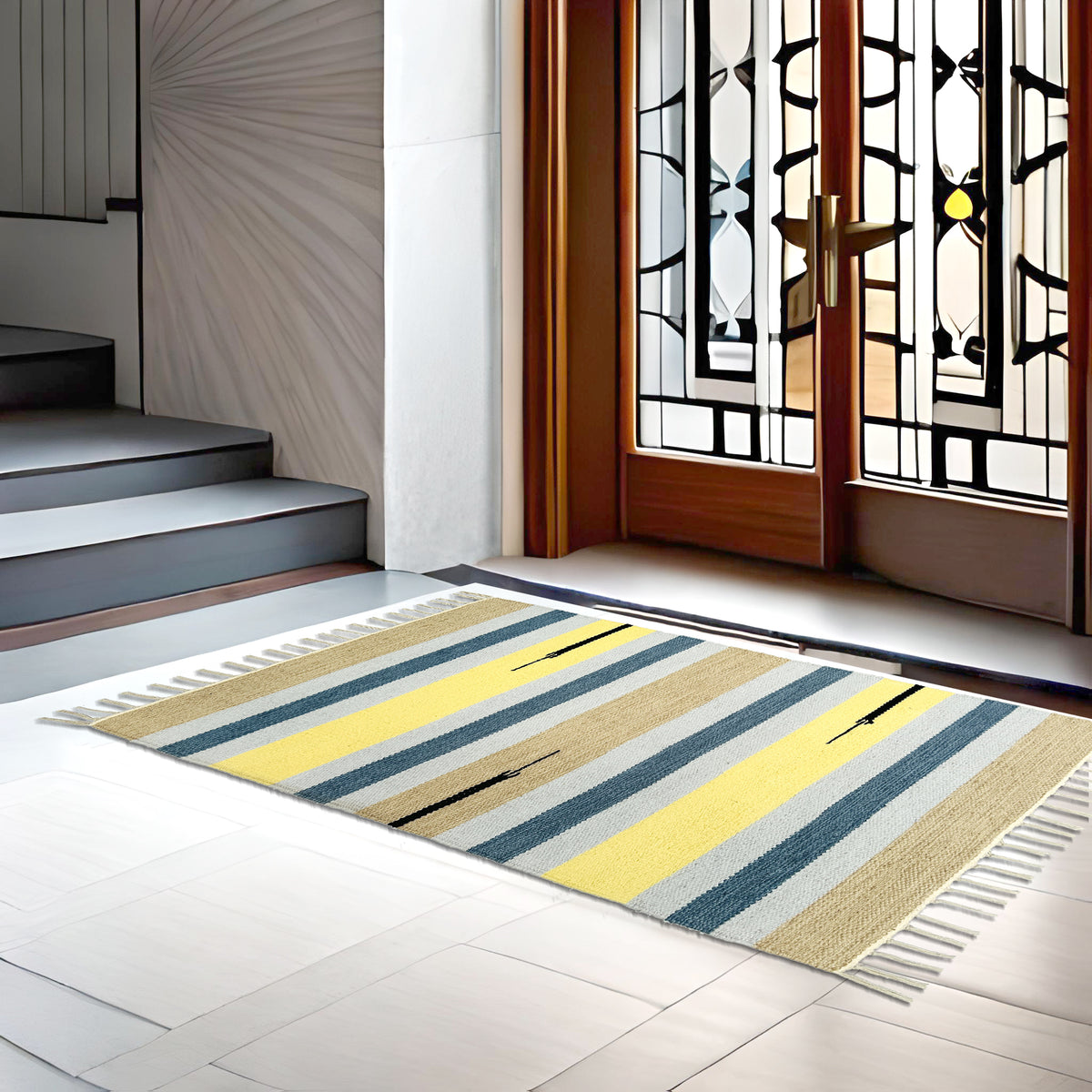 Small Utility Cotton Door Mat | 100% Cotton | 50 × 80 cm | Multiple Colour Options | Binding & Fringes | Everyday Home & Entrance Mat