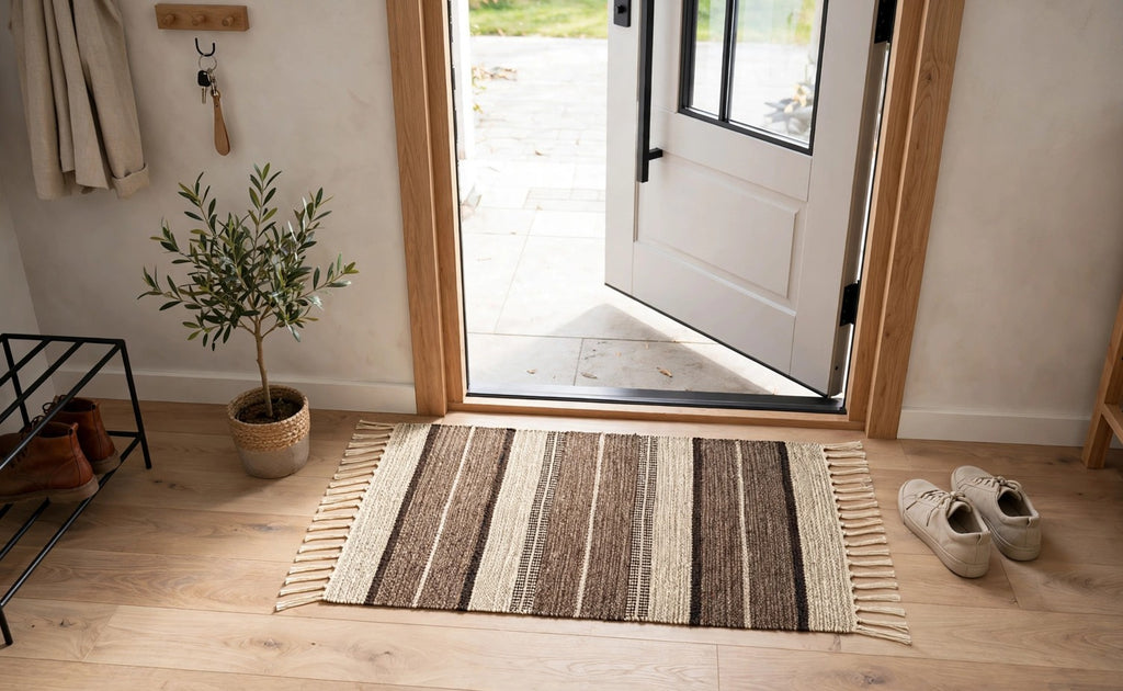 Evergreen Door Mat Combo | 2 Color Combination | Packed in 2 Combo sets - 2 & 4 | 100% Cotton, Side fringes