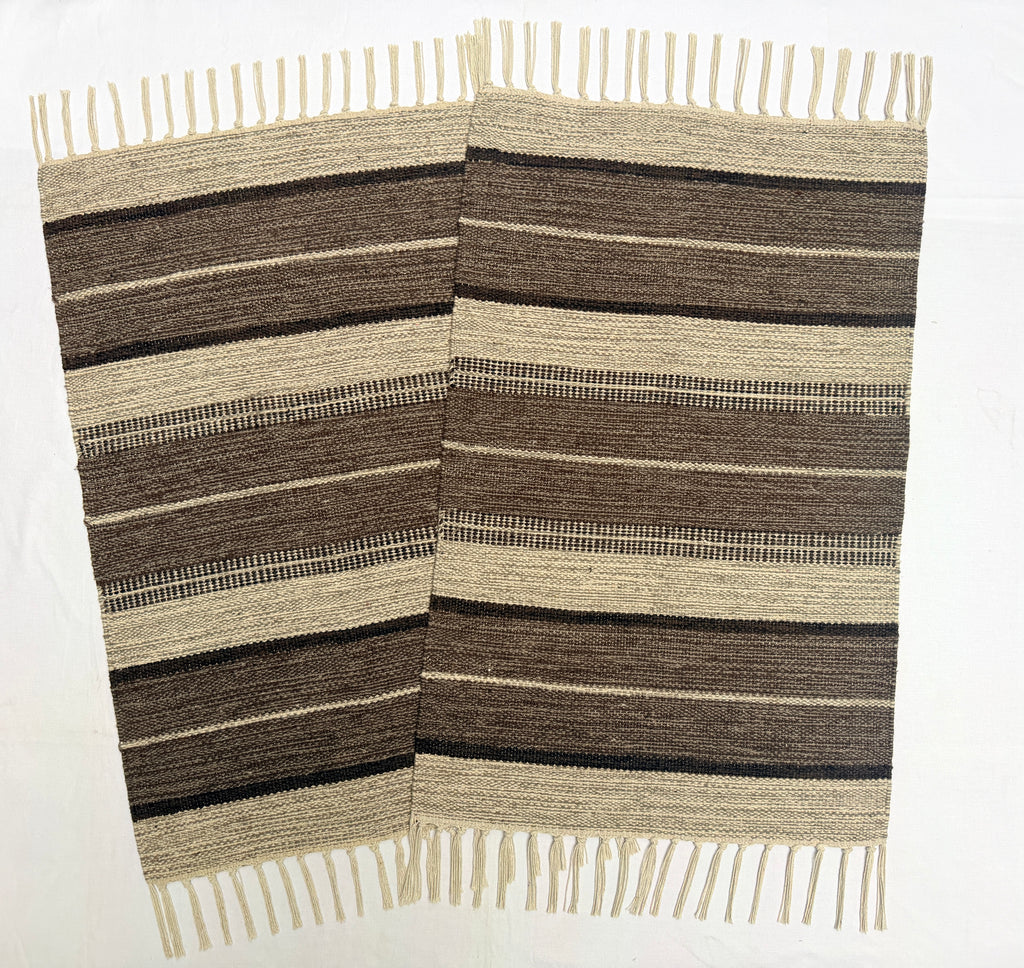 Evergreen Door Mat Combo | 2 Color Combination | Packed in 2 Combo sets - 2 & 4 | 100% Cotton, Side fringes