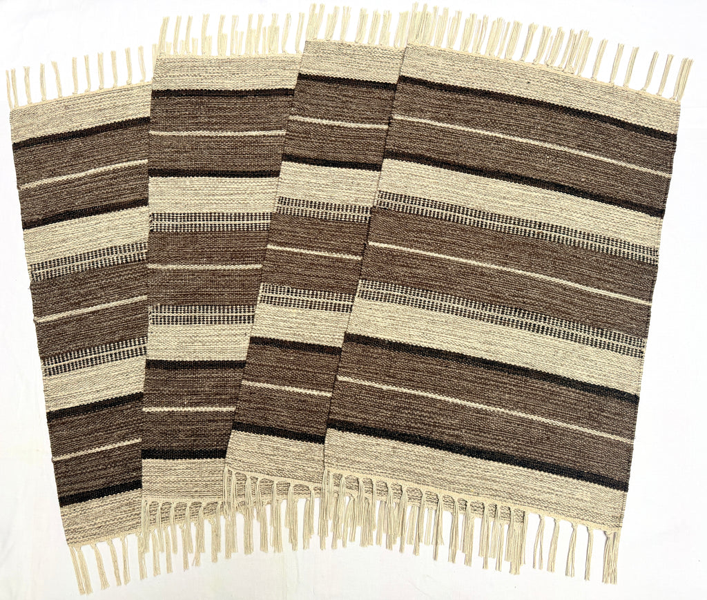 Evergreen Door Mat Combo | 2 Color Combination | Packed in 2 Combo sets - 2 & 4 | 100% Cotton, Side fringes