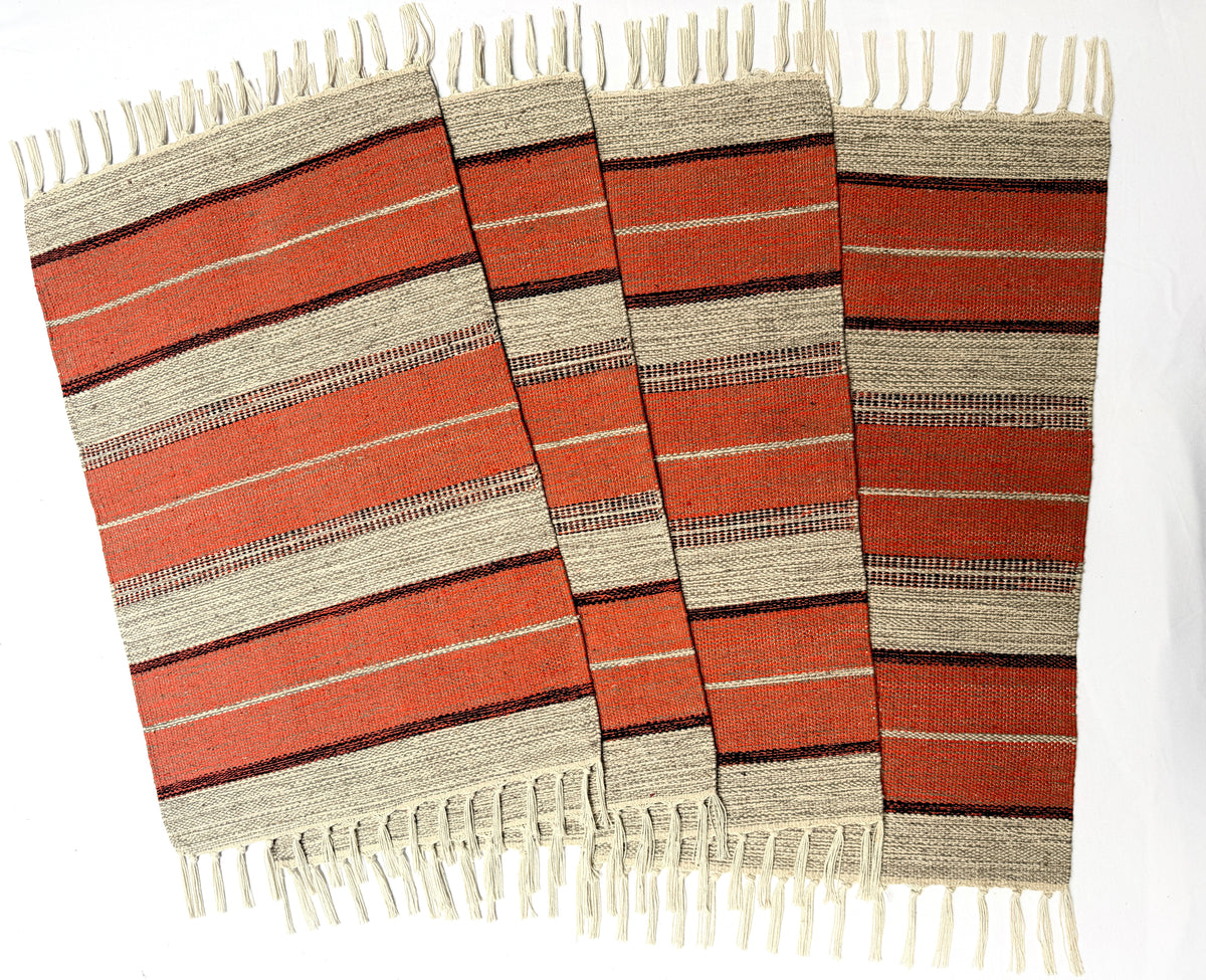 Evergreen Door Mat Combo | 2 Color Combination | Packed in 2 Combo sets - 2 & 4 | 100% Cotton, Side fringes
