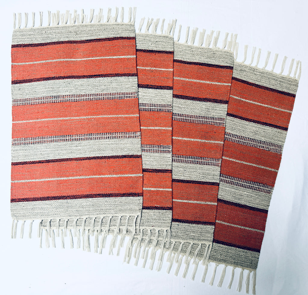 Evergreen Door Mat Combo | 2 Color Combination | Packed in 2 Combo sets - 2 & 4 | 100% Cotton, Side fringes