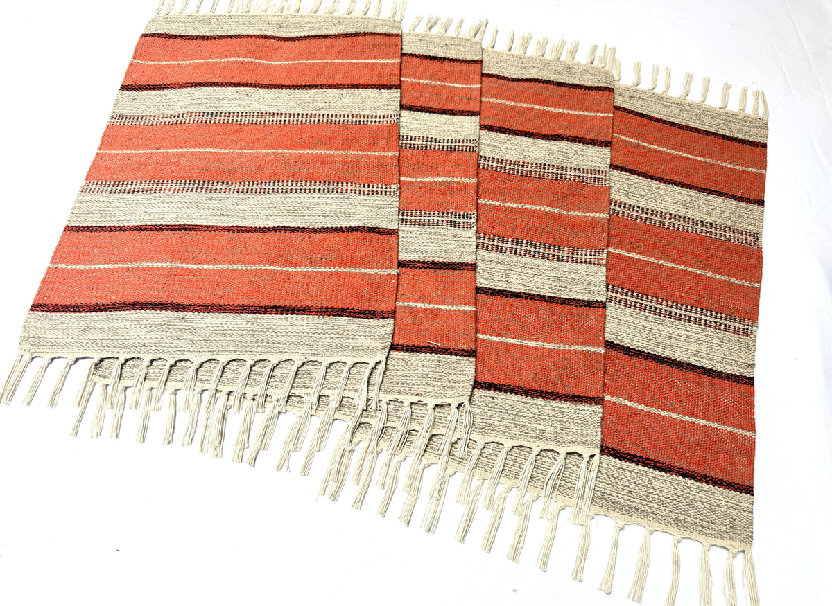 Evergreen Door Mat Combo | 2 Color Combination | Packed in 2 Combo sets - 2 & 4 | 100% Cotton, Side fringes