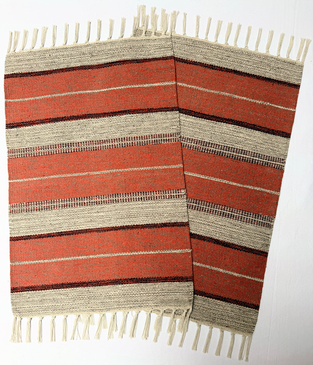 Evergreen Door Mat Combo | 2 Color Combination | Packed in 2 Combo sets - 2 & 4 | 100% Cotton, Side fringes
