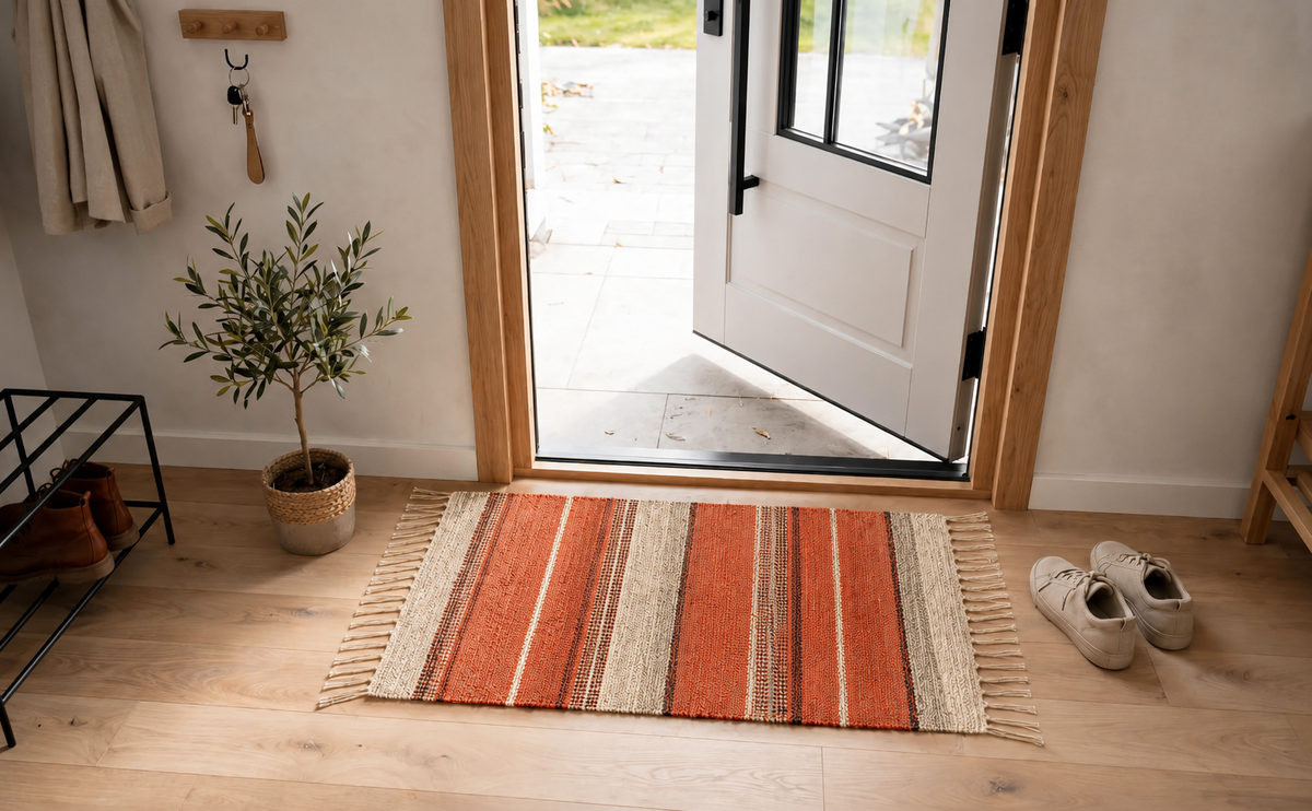 Evergreen Door Mat Combo | 2 Color Combination | Packed in 2 Combo sets - 2 & 4 | 100% Cotton, Side fringes