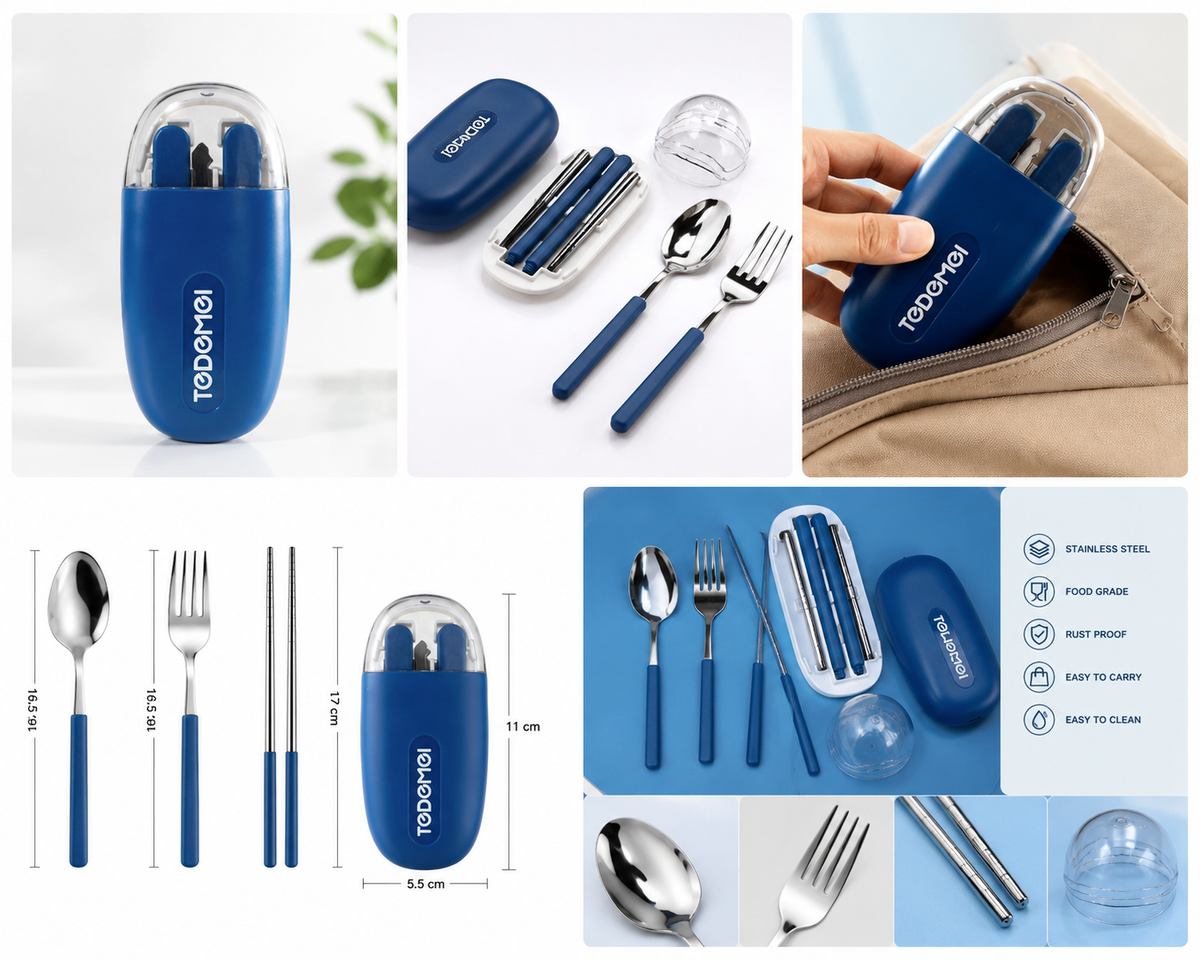 Compact Spoon & Fork Kit - Travel & School utility