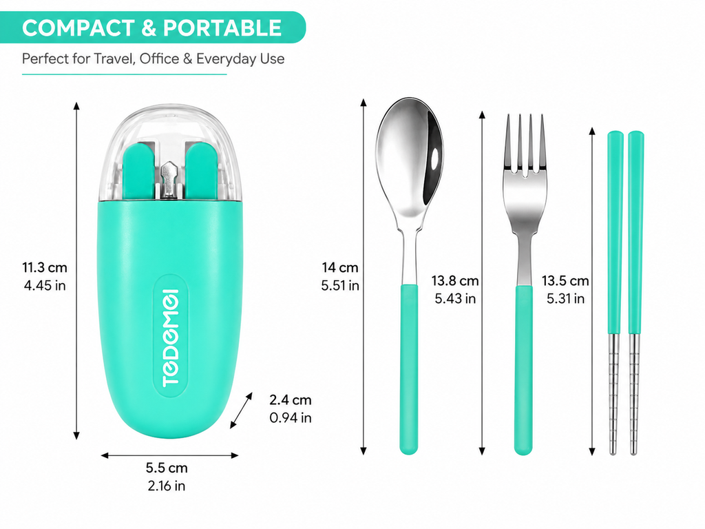 Compact Spoon & Fork Kit - Travel & School utility