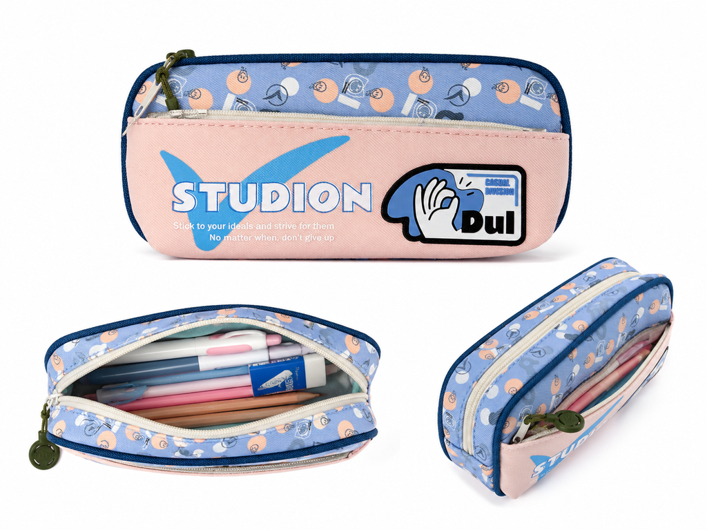 Colourful Kids Geometry Pouch – Spacious, Strong & Stylish Cartoon Pencil Case for School
