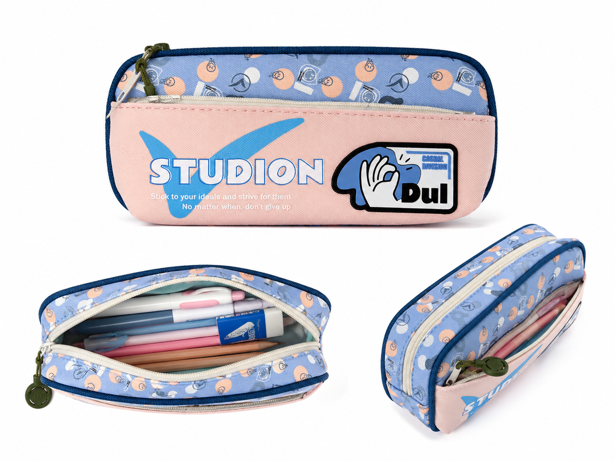 Colourful Kids Geometry Pouch – Spacious, Strong & Stylish Cartoon Pencil Case for School