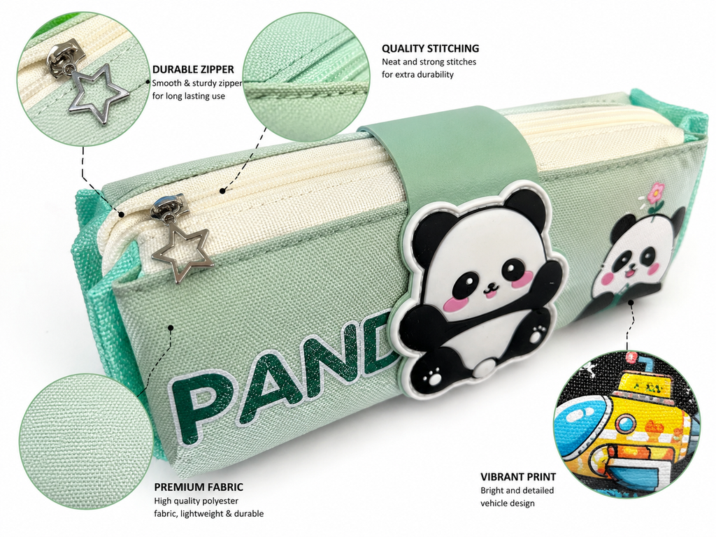 Colourful Kids Geometry Pouch – Spacious, Strong & Stylish Cartoon Pencil Case for School