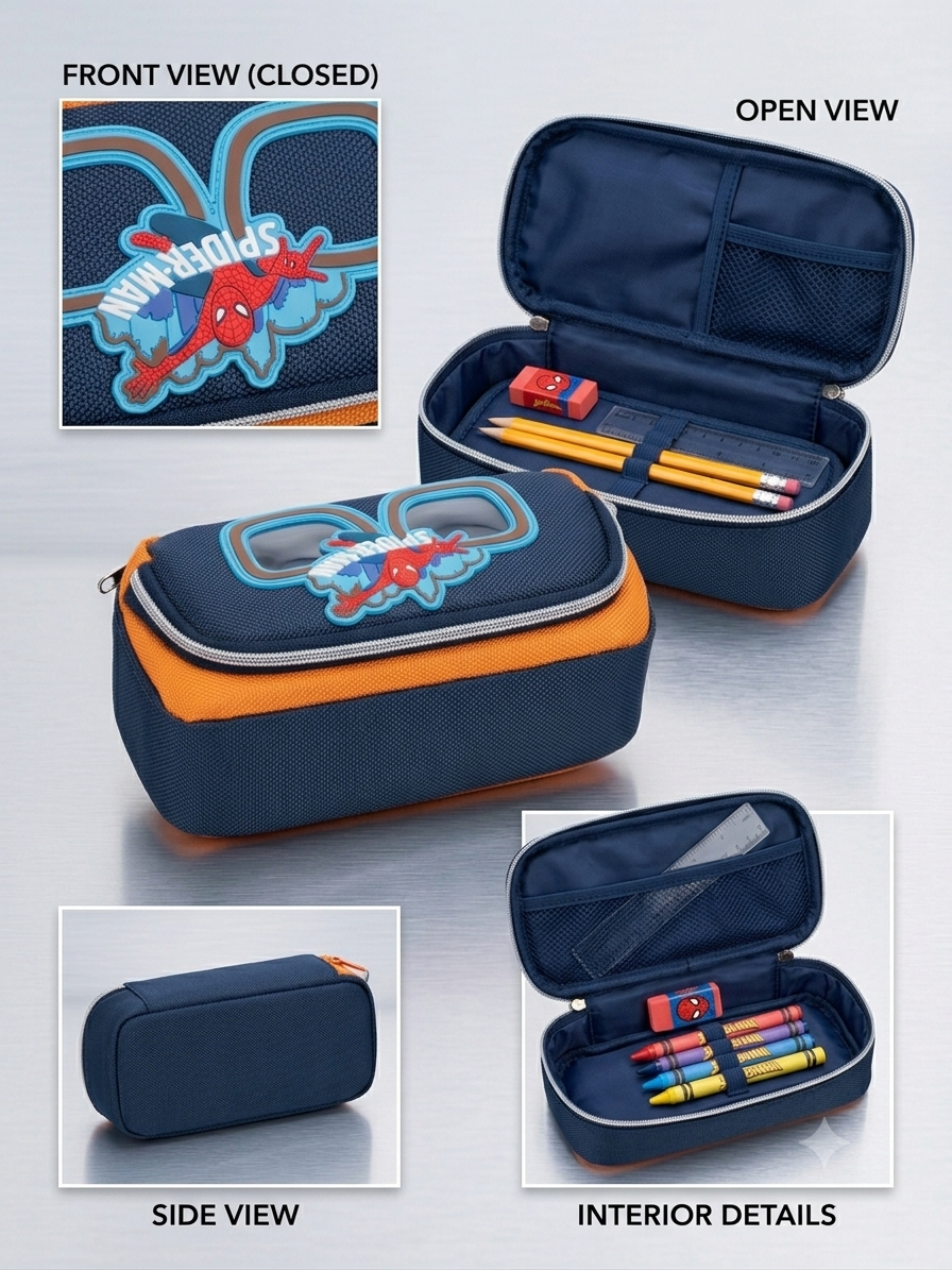 Colourful Kids Geometry Pouch – Spacious, Strong & Stylish Cartoon Pencil Case for School