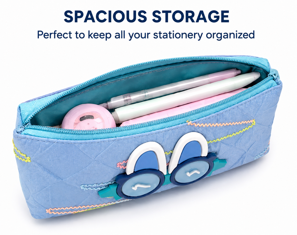 Colourful Kids Geometry Pouch – Spacious, Strong & Stylish Cartoon Pencil Case for School