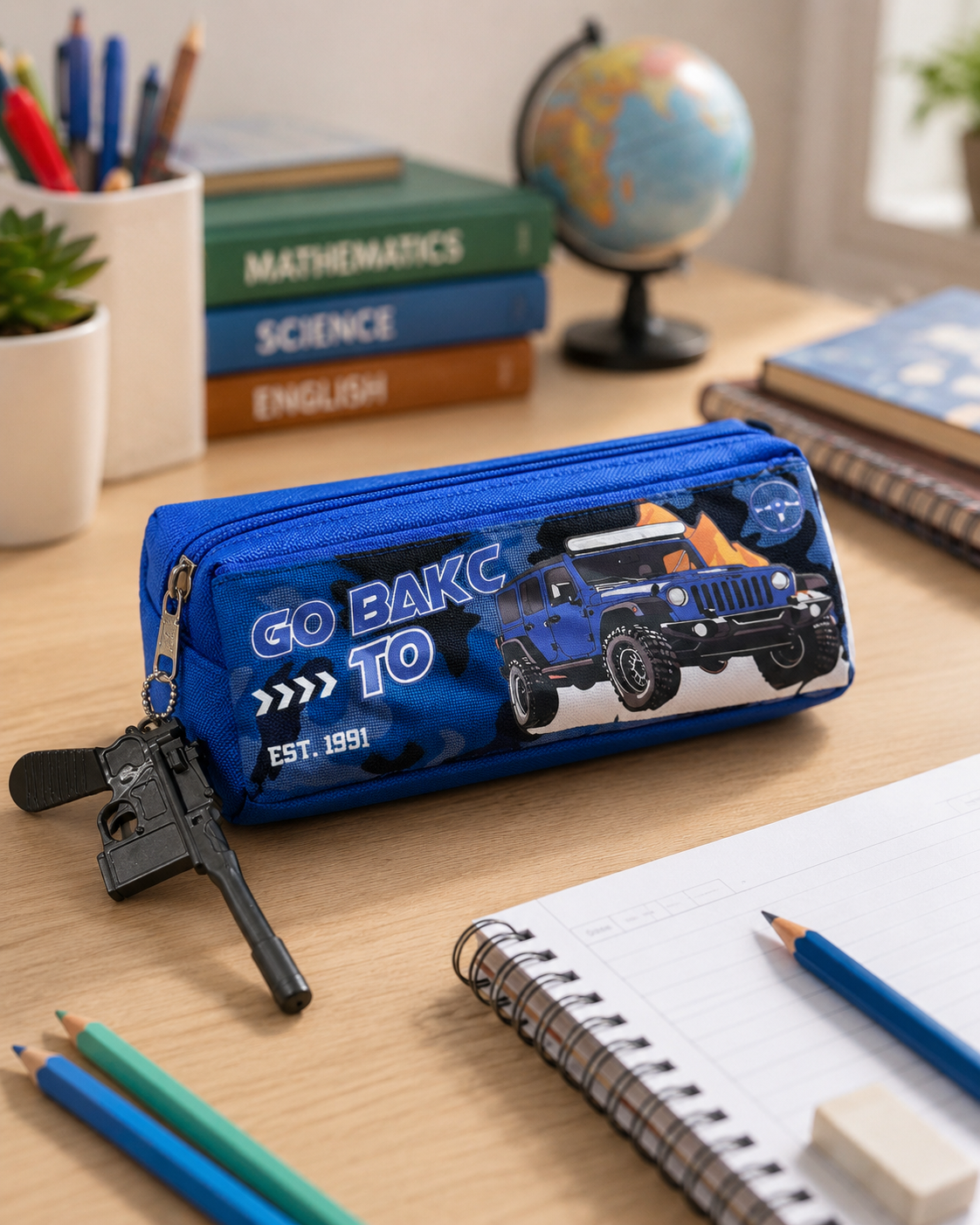 Colourful Kids Geometry Pouch – Spacious, Strong & Stylish Cartoon Pencil Case for School
