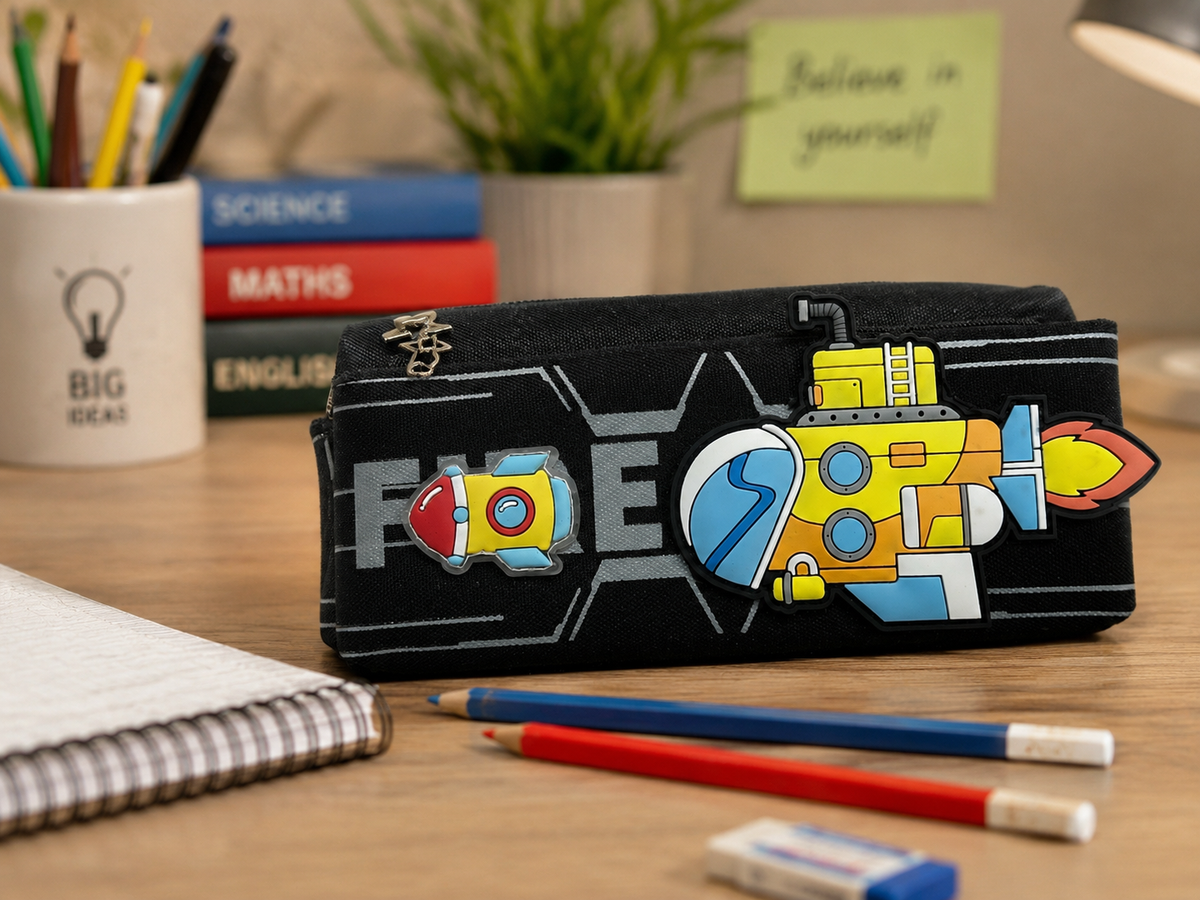 Colourful Kids Geometry Pouch – Spacious, Strong & Stylish Cartoon Pencil Case for School