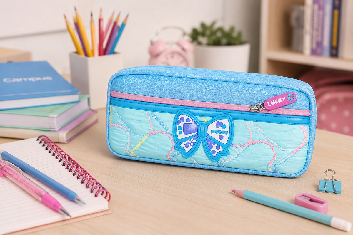 Colourful Kids Geometry Pouch – Spacious, Strong & Stylish Cartoon Pencil Case for School