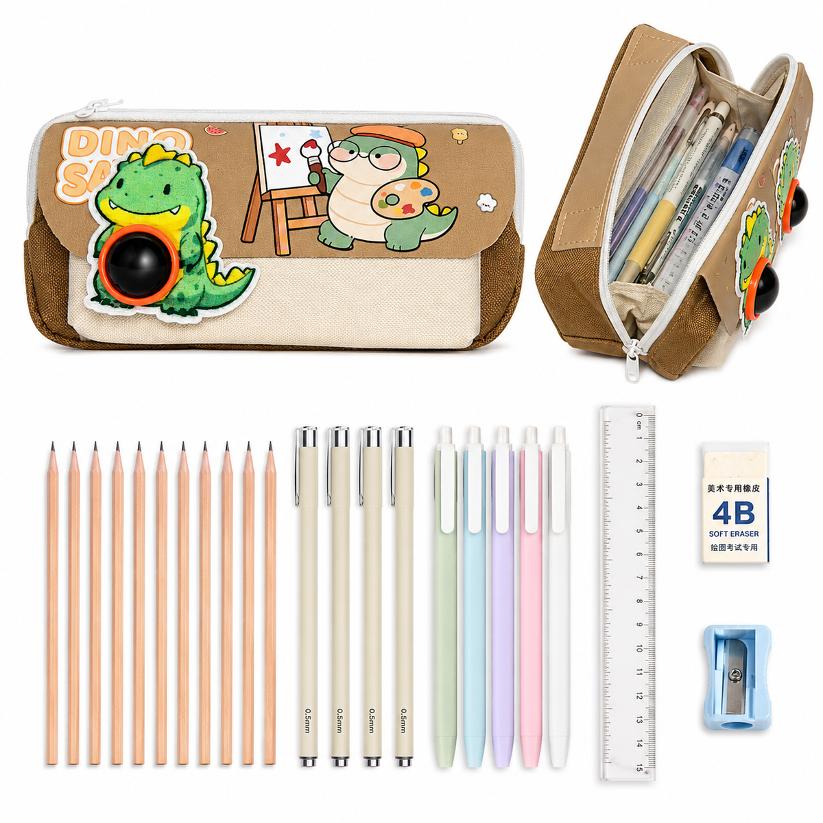 Colourful Kids Geometry Pouch – Spacious, Strong & Stylish Cartoon Pencil Case for School